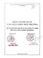 Báo cáo đề xuất cấp giấy phép môi trường Dự án Nhà máy sản xuất của Công ty TNHH dệt may công nghiệp Weisheng