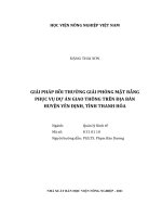 Giải pháp bồi thường giải phóng mặt bằng phục vụ dự án giao thông trên địa bàn huyện yên định, tỉnh thanh hóa