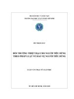 Bồi thường thiệt hại cho người tiêu dùng theo pháp luật về bảo vệ người tiêu dùng