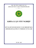 Kế toán bán hàng và xác định kết quả kinh doanh tại công ty tnhh đầu tư pg land