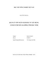 (Luận văn) quản lý vốn ngân sách đầu tư xây dựng cơ bản ở huyện gia bình, tỉnh bắc ninh