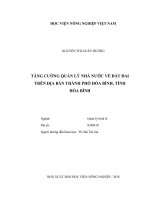 (Luận văn) tăng cường quản lý nhà nước về đất đai trên địa bàn thành phố hòa bình, tỉnh hòa bình