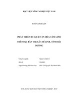 (Luận văn) phát triển du lịch văn hóa tâm linh trên địa bàn thị xã chí linh, tỉnh hải dương