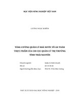 (Luận văn) tăng cường quản lý nhà nước về an toàn thực phẩm của chi cục quản lý thị trường tỉnh thái nguyên