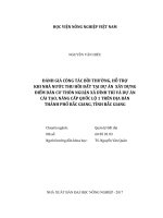 (Luận văn) đánh giá công tác bồi thường, hỗ trợ khi nhà nước thu hồi đất tại dự án xây dựng điểm dân cư thôn nguận xã dĩnh trì và dự án cải tạo, nâng cấp quốc lộ 1 trên địa bàn thành phố bắc giang, tỉnh bắc giang