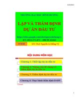 Bài giảng Lập và thẩm định dự án đầu tư – Th.S Nguyễn Lê Hồng Vỹ