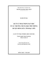 (Luận văn) quản lý hoạt động dạy học ở các trường trung học phổ thông huyện hồng dân, tỉnh bạc liêu