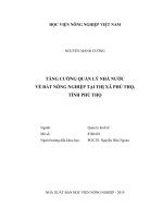 (Luận văn) tăng cường quản lý nhà nước về đất nông nghiệp tại thị xã phú thọ, tỉnh phú thọ