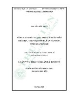 Nâng cao chất lượng đội ngũ giáo viên tiểu học trên địa bàn huyện vân đồn, tỉnh quảng ninh