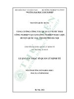 Tăng cường công tác quản lý nước thải công nghiệp tại cụm công nghiệp ngọc liệp, huyện quốc oai, thành phố hà nội