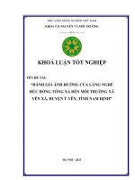 Khóa luận tốt nghiệp đánh giá ảnh hưởng của làng nghề đúc đồng tống xá đến môi trường xã yên xá, huyện ý yên, tỉnh nam định