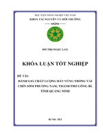 Khóa luận tốt nghiệp đánh giá chất lượng đất vùng trồng vải chín sớm phương nam, thành phố uông bí, tỉnh quảng ninh