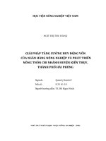 Khóa luận tốt nghiệp giải pháp tăng cường huy động vốn của ngân hàng nông nghiệp và phát triển nông thôn chi nhánh kiến thụy, thành phố hải phòng