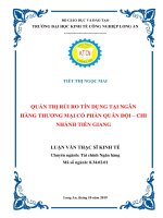 (Luận văn) quản trị rủi ro tín dụng tại ngân hàng thương mại cổ phần quân đội – chi nhánh tiền giang