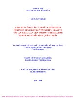 (Luận văn) đánh giá công tác cấp giấy chứng nhận quyền sử dụng đất, quyền sở hữu nhà ở và tài sản khác gắn liền với đất trên địa bàn huyện tư nghĩa, tỉnh quảng ngãi