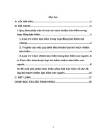 Tiểu Luận - Kinh Doanh Bảo Hiểm - Đề Tài: Tìm Hiểu Về Quy Định Loại Trừ Trách Nhiệm Bảo Hiểm Thực Tiễn Thỏa Thuận Loại Trừ TNBH Trong BH Con Người Và Đề Xuất Giải Pháp Hoàn Thiện Quy Định PL