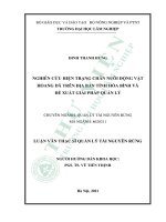 Nghiên cứu hiện trạng chăn nuôi động vật hoang dã trên địa bàn tỉnh hòa bình và đề xuất giải pháp quản lý