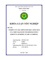 Khóa luận tốt nghiệp nghiên cứu đặc điểm sinh học, sinh thái của nhện hại hành tỏi rhizoglyphus robini claparede (acari acaridae)