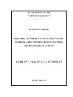 Luận văn hoạt động sáp nhập và mua lại ngân hàng thương mại ở việt nam trong quá trình hội nhập kinh tế quốc tế