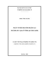 Luận văn phát triển nguồn nhân lực ngành du lịch ở tỉnh quảng bình