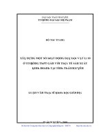 Luận văn xây dựng một số hoạt động dạy học vật lí 10 ở trường thpt gắn với thực tế sản xuất kinh doanh tại tỉnh thái nguyên