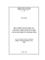 Luận văn phát triển nguồn nhân lực cho phát triển kinh tế xã hội các huyện miền núi tỉnh hà tĩnh