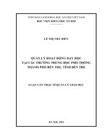 (Luận văn) quản lý hoạt động dạy học tại các trường trung học phổ thông thành phố bến tre, tỉnh bến tre