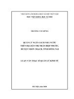 (Luận văn) quản lý ngân sách nhà nước trên địa bàn thị trấn hiệp phước nhơn trạch, tỉnh đồng nai