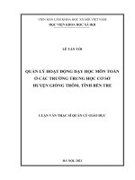 (Luận văn) quản lý hoạt động dạy học môn toán ở các trường trung học cơ sở huyện giồng trôm, tỉnh bến tre