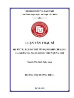 (Luận văn) quản trị rủi ro thẻ tín dụng khách hàng cá nhân tại ngân hàng tmcp quân đội