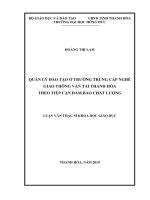 Quản lý đào tạo ở trường trung cấp nghề giao thông vận tải thanh hóa theo tiếp cận đảm bảo chất lượng