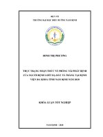 (Luận văn) thực trạng nhận thức về phòng tái phát bệnh của người bệnh loét dạ dày tá tràng tại bệnh viện đa khoa tỉnh nam định năm 2020