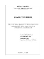 The use ò role play activities in enhancing 11th graders’ motivation speaking at trieu son 2 high school