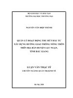 Đề cương luận văn Quản lý hoạt động thu hút đầu tư xây dựng đường giao thông nông thôn trên địa bàn huyện Lục Ngạn, tỉnh Bắc Giang
