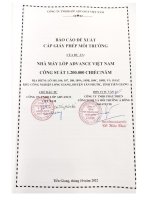 Báo cáo đề xuất cấp giấy phép môi trường NHÀ MÁY LỐP ADVANCE VIỆT NAM”, CÔNG SUẤT 1.200.000 CHIẾCNĂM