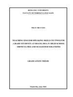 Teaching english speaking skills to twelfth  grade students at hoang hoa iv high school  dificulties and suggested solutions