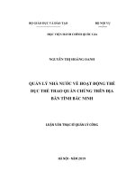 (Luận văn) quản lý nhà nước về hoạt động thể dục thể thao quần chúng trên địa bàn tỉnh bắc ninh
