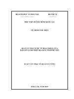 (Luận văn) quản lý nhà nước về hoạt động của đạo tin lành trên địa bàn tỉnh phú yên