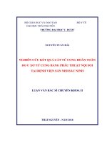 Nghiên cứu kết quả cắt tử cung hoàn toàn do u xơ tử cung bằng phẫu thuật nội soi tại bệnh viện sản nhi bắc ninh