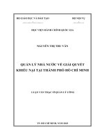 (Luận văn) quản lý nhà nước về giải quyết khiếu nại tại thành phố hồ chí minh