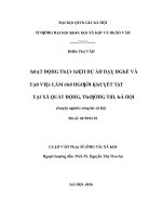 Luận văn hoạt động thực hiện dự án dạy nghề và tạo việc làm cho người khuyết tật tại xã quất động thường tín hà nội