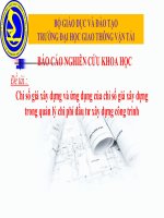 Báo Cáo - Nghiên Cứu Khoa Học -  Đề Tài -  Chỉ Số Giá Xây Dựng Và Ứng Dụng Của Chỉ Số Giá Xây Dựng Trong Quản Lý Chi Phí Đầu Tư Xây Dựng Công Trình