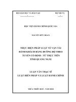 (Luận văn) thực hiện pháp luật về vận tải hành khách bằng đường bộ theo tuyến cố định từ thực tiễn tỉnh quảng ngãi