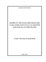 Luận văn nghiên cứu một số đặc điểm ngoại hình và khả năng sản xuất của gà chọi nuôi bán chăn thả tại tỉnh phú thọ