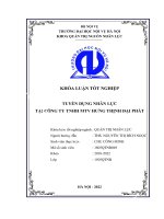 (Luận văn) tuyển dụng nhân lực tại công ty tnhh mtv hưng thịnh đại phát