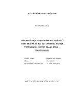 (Luận văn) đánh giá thực trạng công tác quản lý chất thải nguy hại tại khu công nghiệp trảng bàng   huyện tràng bảng   tỉnh tây ninh