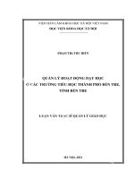(Luận văn) quản lý hoạt động dạy học ở các trường tiểu học thành phố bến tre, tỉnh bến tre