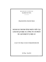 (Luận văn) đánh giá thành tích nhân viên tại khách sạn hội an, công ty cổ phần du lịch dịch vụ hội an