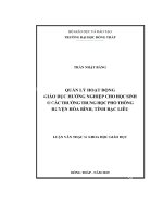 (Luận văn) quản lý hoạt động giáo dục hướng nghiệp cho học sinh ở các trường trung học phổ thông huyện hòa hình, tỉnh bạc liêu