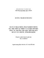 (Luận văn) quản lý hoạt động trải nghiệm trong dạy học môn tự nhiên và xã hội cho học sinh các trường tiểu học trên địa bàn huyện tuy phước, tỉnh bình định